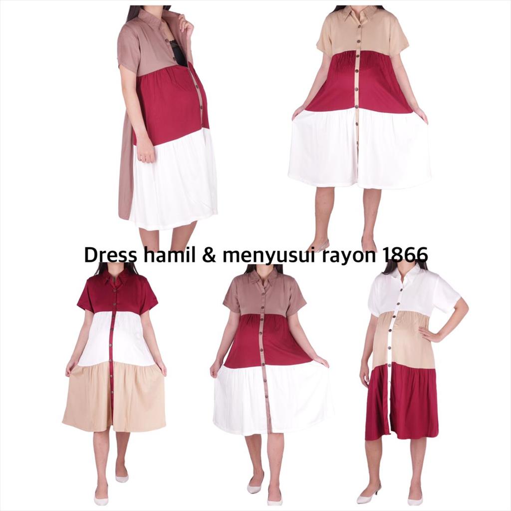 Dress Hamil &amp; Menyusui Rayon D1866