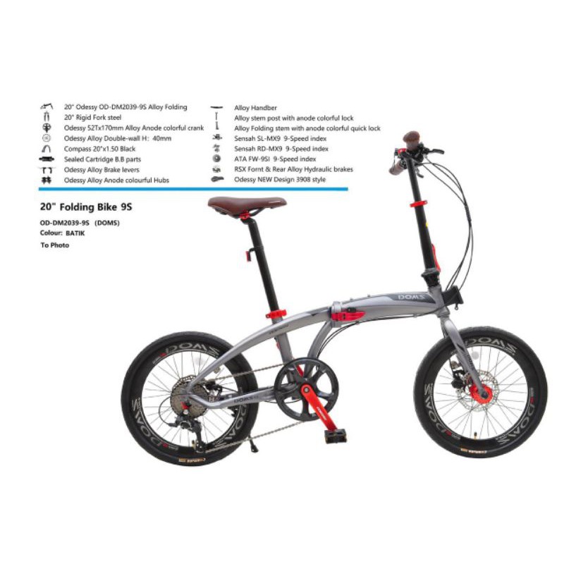 (Khusus Cargo) Sepeda Lipat 20 inch Doms Odessy