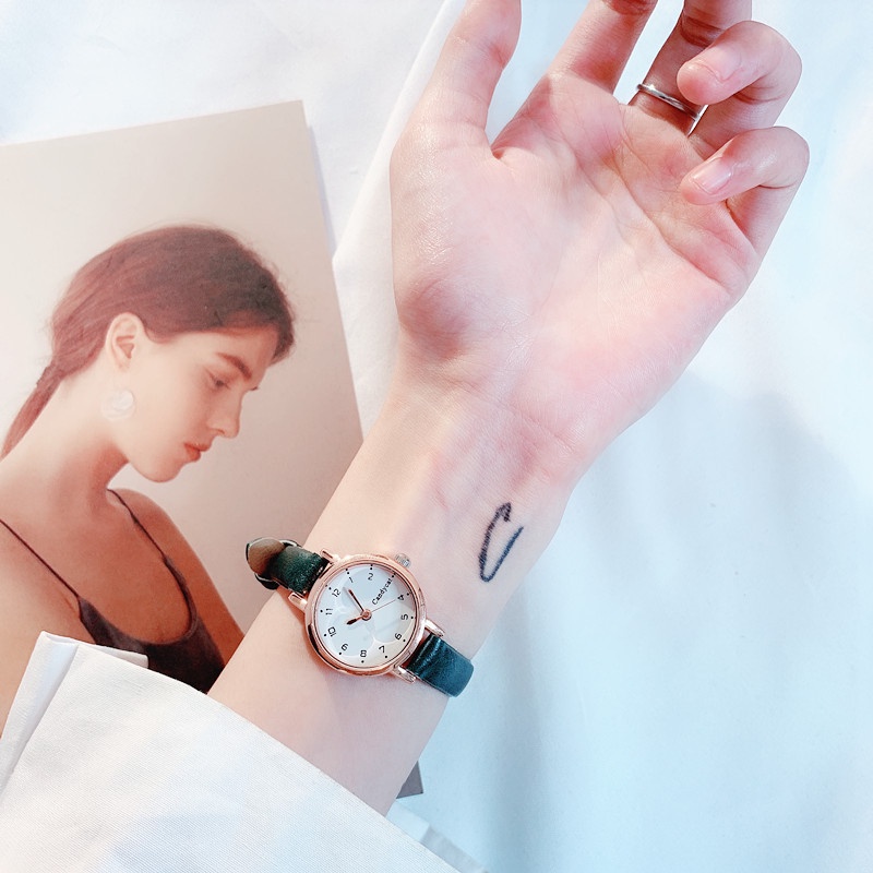 Jam Tangan Wanita A0021 Schoolgirl Simple Fresh Small Dial Thin Belt Quartz Watches