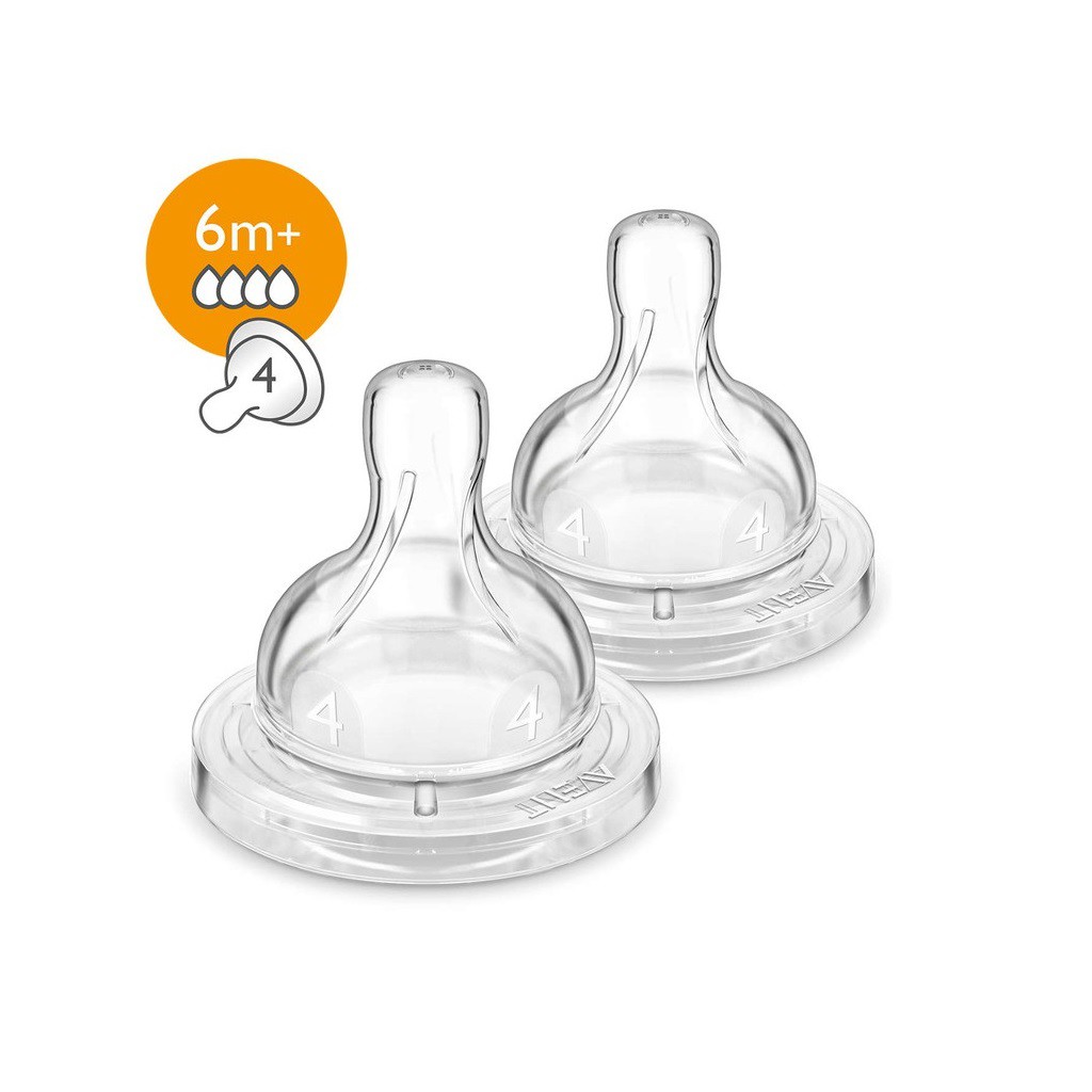 Avent Teat Fast Flow 4 H Normal Airflex - Nipple Dot Classic 6+ Isi 2 SCF634/27