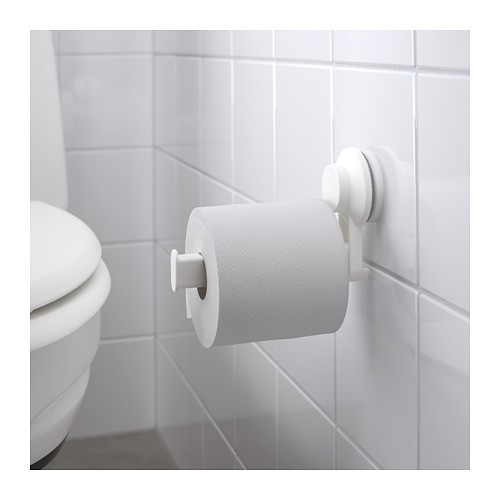 TISKEN Tempat tisu toilet dengan plastik hisap, putih