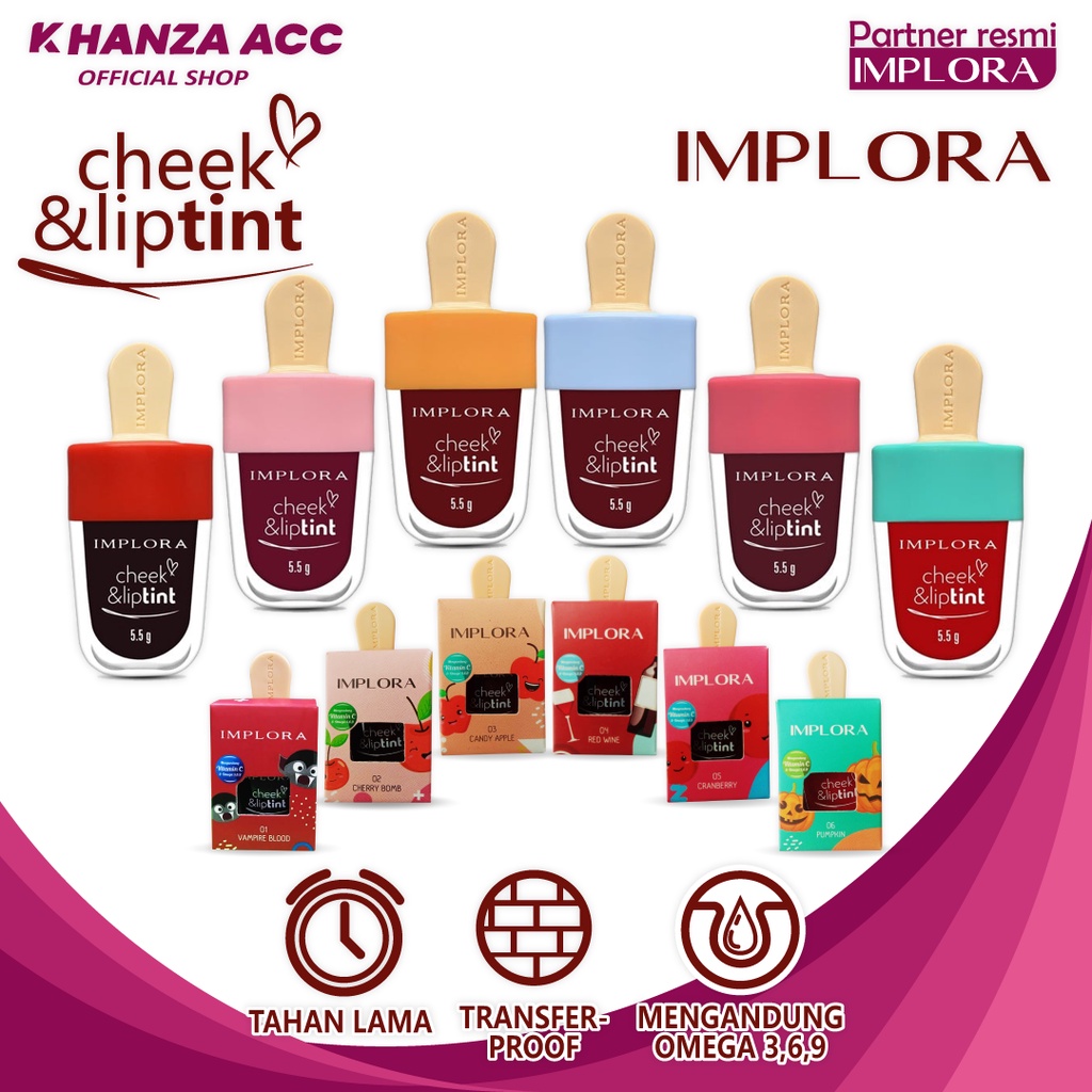 KHANZAACC Implora Cheek and Liptint Original BPOM Lip tint Implora