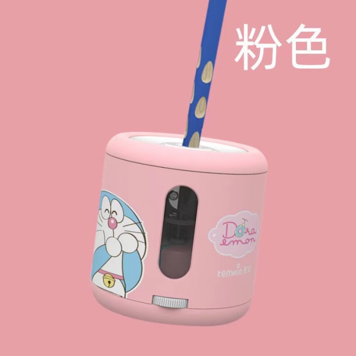 

(TERLARIS) Tenwin Stationery Set Doraemon/Perlengkapan Alat Tulis Elektrik - rautan pink