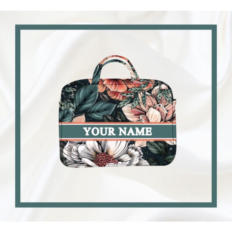 Travel Bag Kanvas | Tas Laptop Custom Motif Bunga Mekar