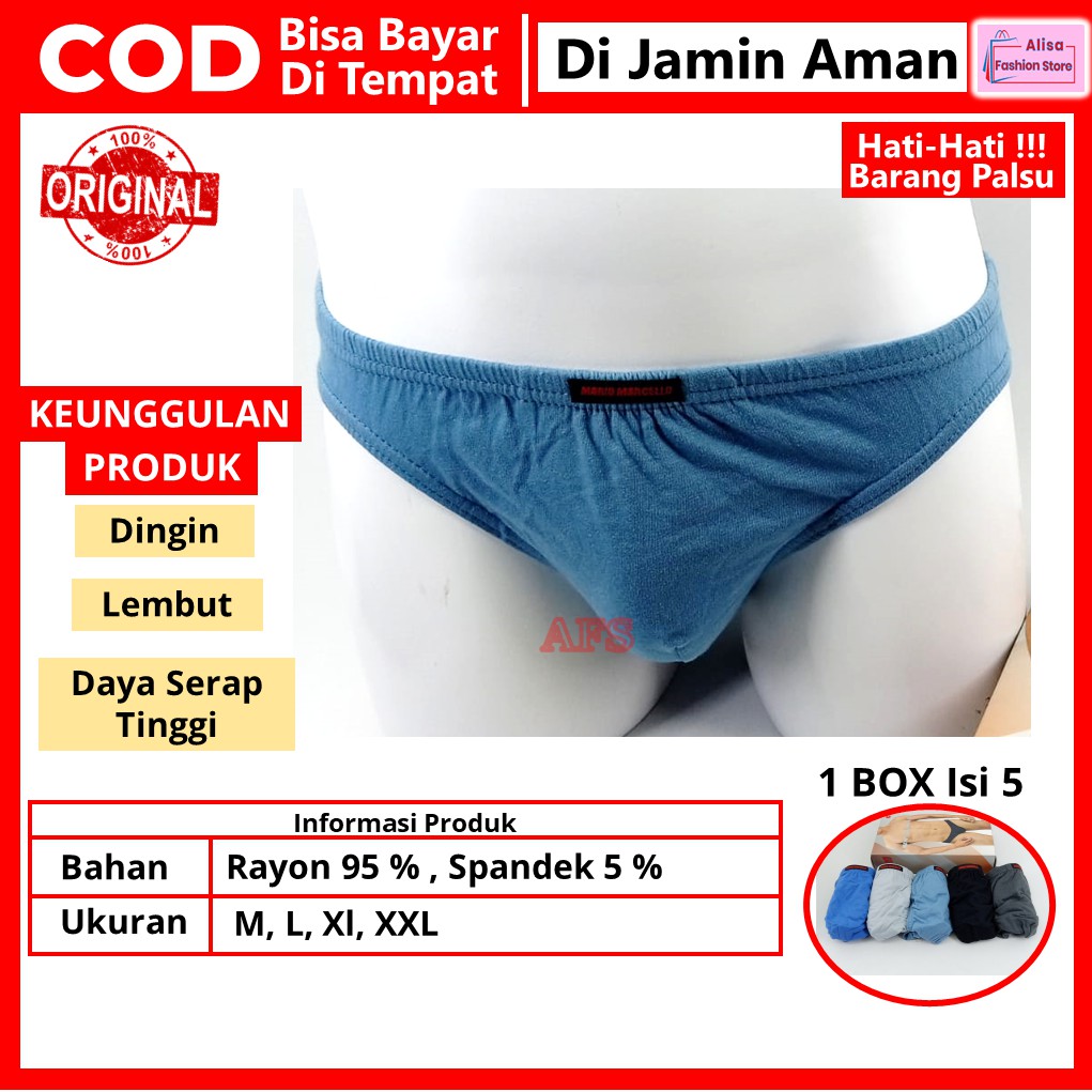 Celana Clana CD Dalam Dalem Sempak Pria Cowok Sexy Dewasa Jumbo 1 Box Isi 5 Pcs Ukuran S M L XL XXL