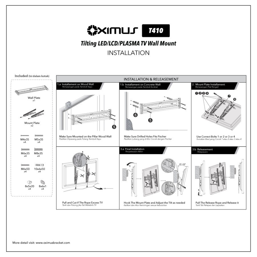 Oximus Bracket T410 32&quot; - 55&quot; Black - Bracket Monitor