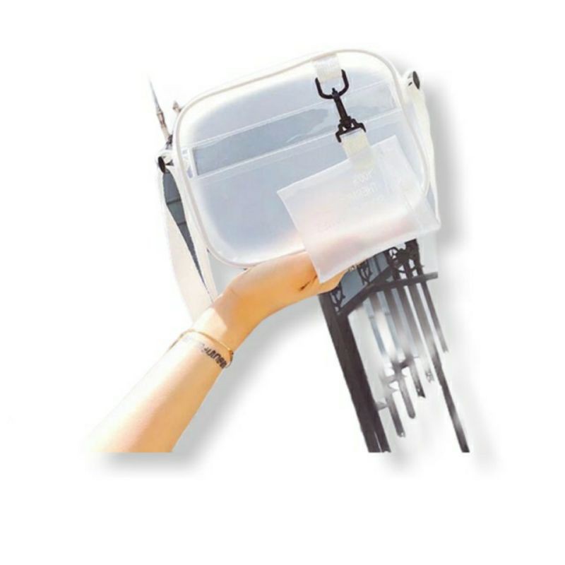 DF-MADONA-Tas Selempang Wanita Tas Transparan Tas Selempang Bening Tas Mika Transparan Murah Grosir