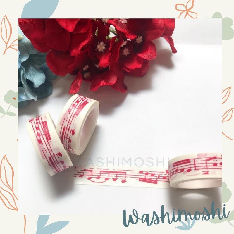 

Washimoshi Masking Washi Tape Red Music Design (5 meter)