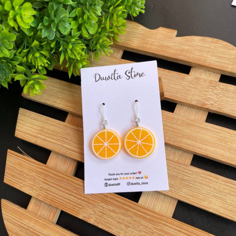 HANDMADE ANTING DEWASA KAITAN PLASTIK MOTIF BUAH/SAYUR RESIN(STAINLESS/ANTIKARAT)