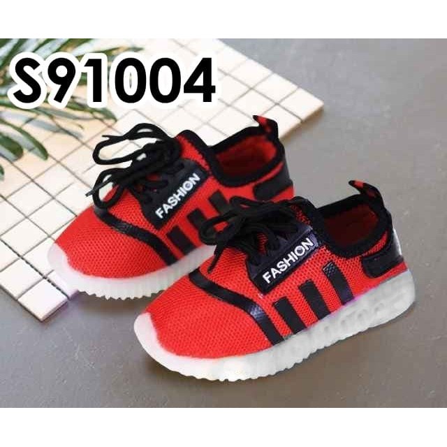 sepatu anak sneakers fashion stripe red kode S91004