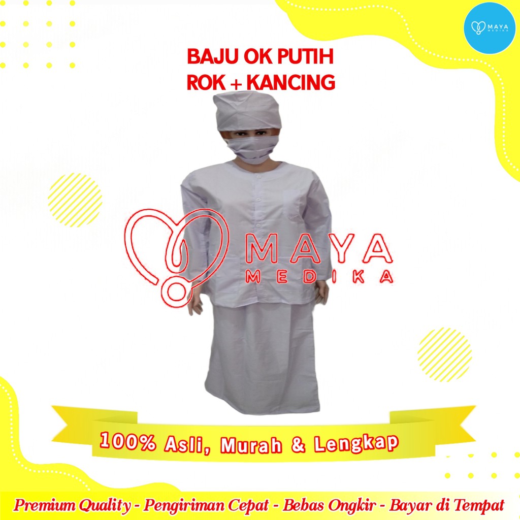 Baju OK Putih Lengan Panjang Baju Kancing Rok