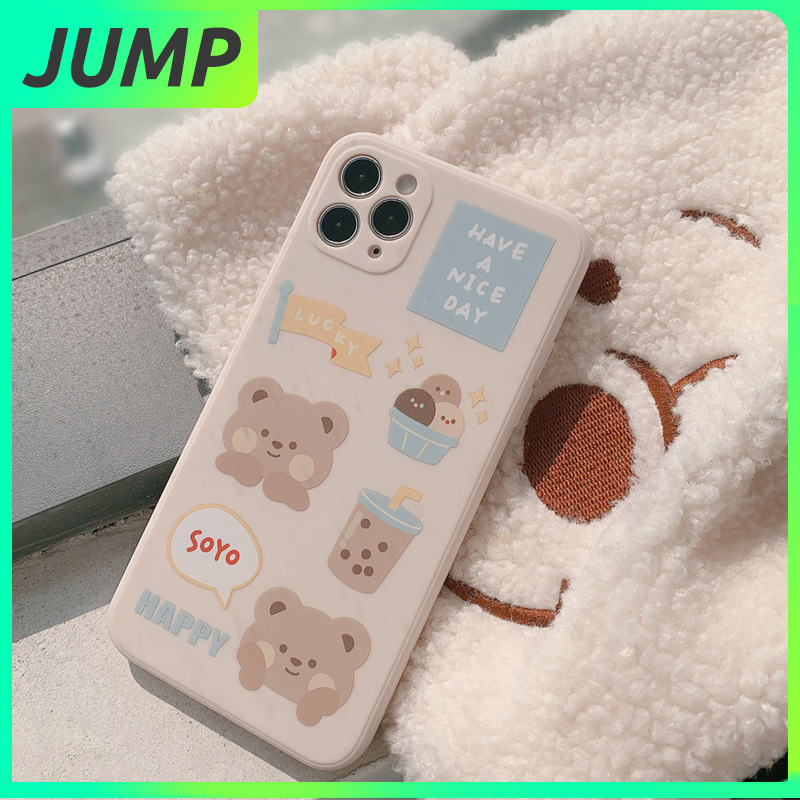 Case Silikon Motif print Beruang Untuk Iphone 11 11pro 11promax X XR XS 7 plus 8 plus