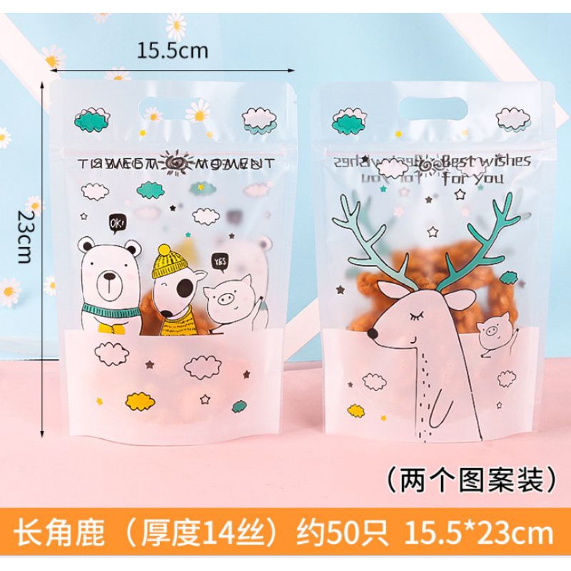 (PZ18)Plastik Ziplock Cookie/Permen Bear &amp; Deer