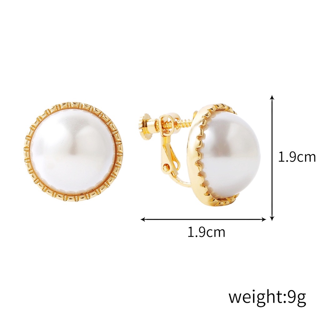 Anting Klip Bahan Alloy Dengan Mutiara Imitasi Untuk Wanita