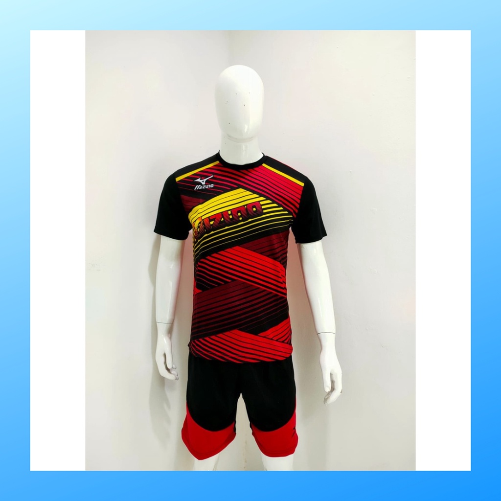 Kaos bola voli pria jersey volley ball baju dan celana setelan wanita dewasa t-shirt outfit seragam jarsey kostum pakaian olahraga apparel sport jersy volly casual jersi suit MZ126 merah