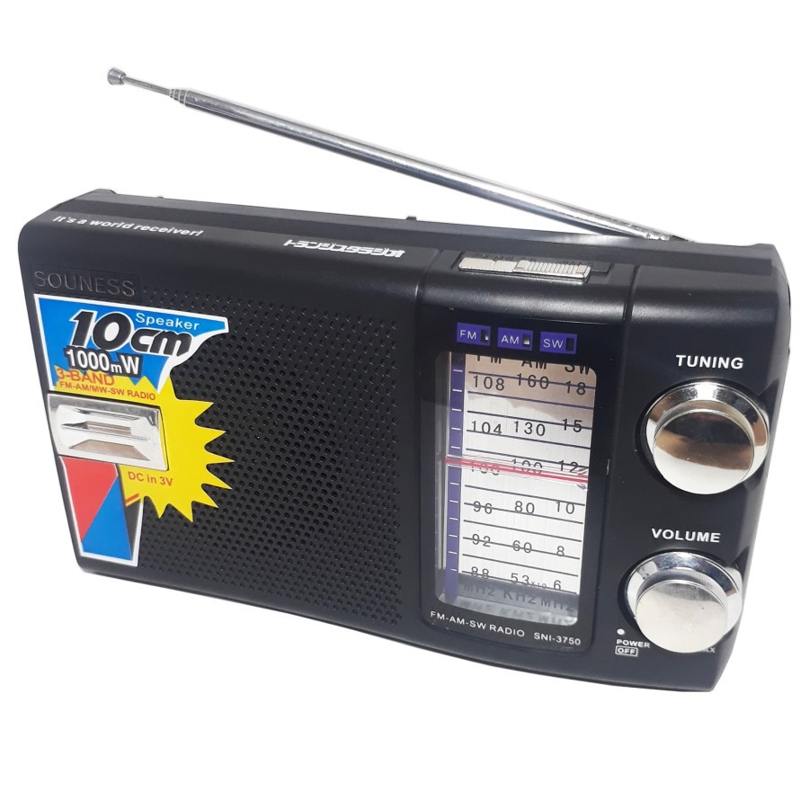 Radio Souness Portable AC/DC SNI-3750 3 Band AM-FM-SW