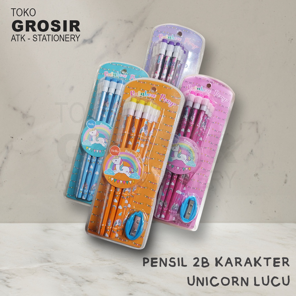 

PENSIL TULIS / PENSIL 2B UNICORN + RAUTAN + STIP H-3038 1 SET ISI 12 BIJI