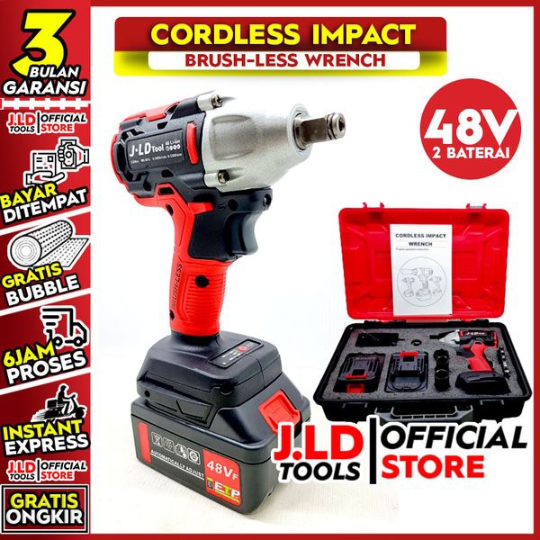 READYYY!! Cordless Impact Wrench Brushless Bor Baterai JV88 48 Volt by