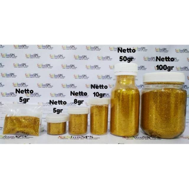 Bubuk Gliter Emas / Gold Glitter Powder 50gr Botol