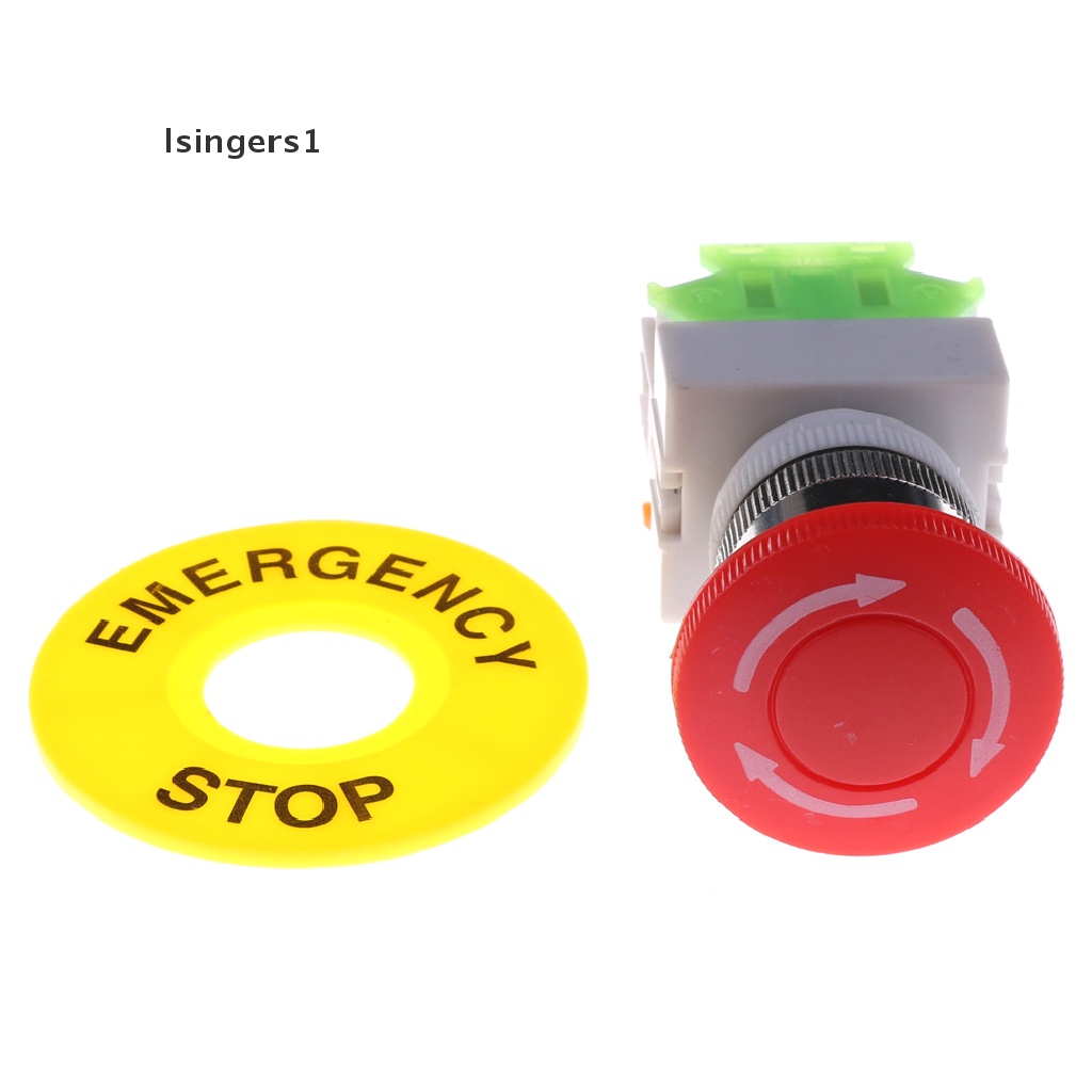 (lsingers1) Tombol Tekan DPST 1NO 1NC AC 660V 10A Bentuk Jamur Warna Merah