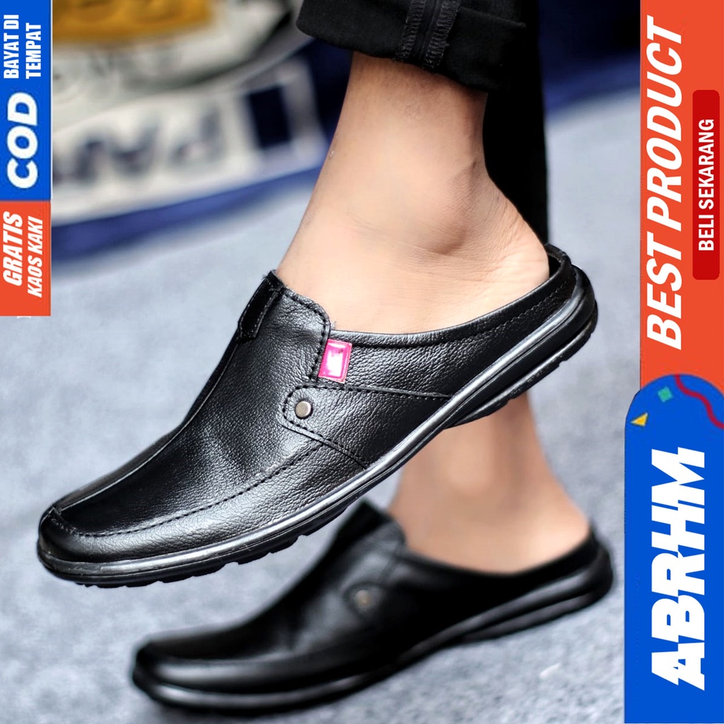 Sepatu Sandal Casual Kulit Asli Bustong Tutong Sendal Slop Original Murah Terbaru Kekinian