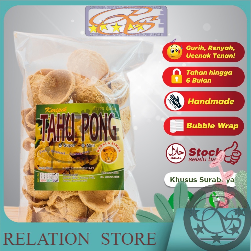 

Keripik Tahu Pong Cap Kepala Singa 200 gr