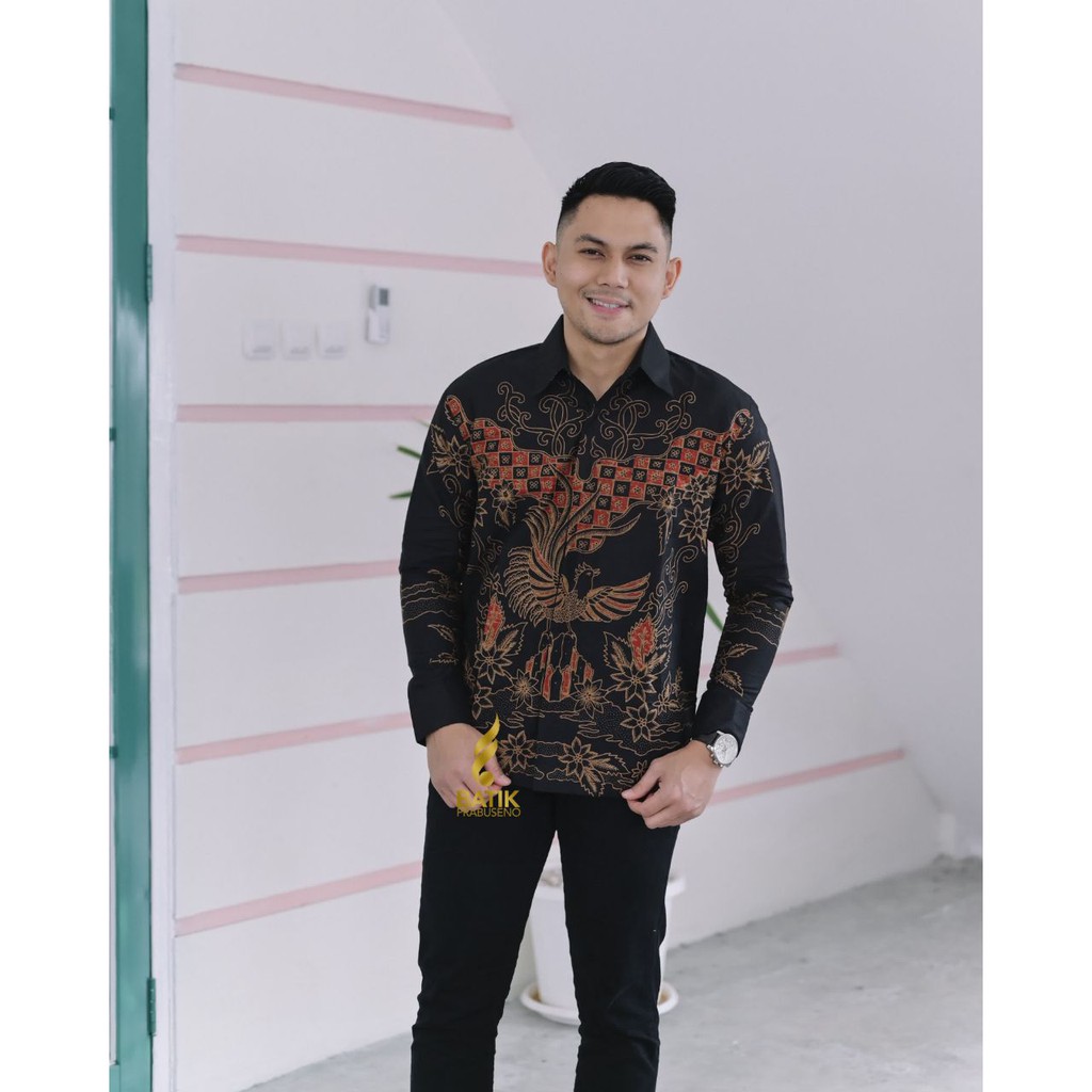 PRABUSENO // KEMEJA BATIK PRIA PANJANG DARA KEMBANG FULL FURING HEM KERJA KANTOR RESMI FORMAL SERAGA