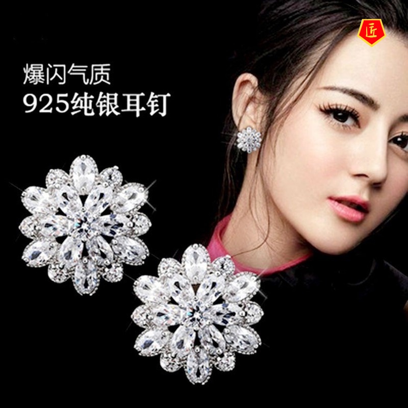 [Ready Stock]S925 Silver Sun Flower Stud Earrings