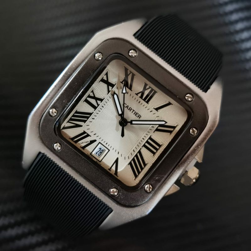 CARTIER Jam Tangan Unisex Analog Rubber Strap 40mm