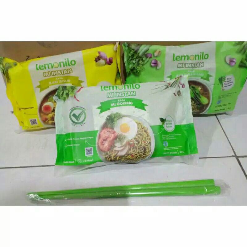 

Lemonilo mie sehat, rasa Ayam bawang, Kari, Goreng. (3 pcs).