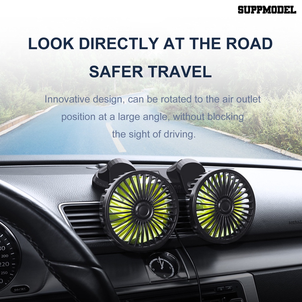 Kipas Angin Kepala Ganda Rotasi 360 Derajat Dengan Port Charger USB Dan Kop Perekat