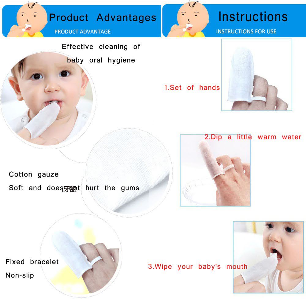 6Pcs Pembersih Lidah Bayi Sikat lidah kassa bayi Baby OralCleaning Finger Brush GJ-.561