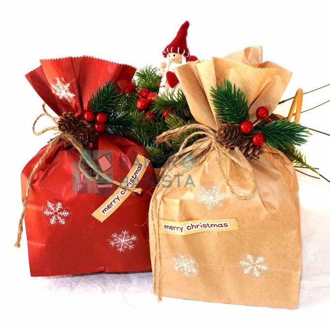 Xmas Paper Bag Red Brown Set Goodies Bag Paperbag Natal Hampers Parcel bakernbar99 Ayo Beli