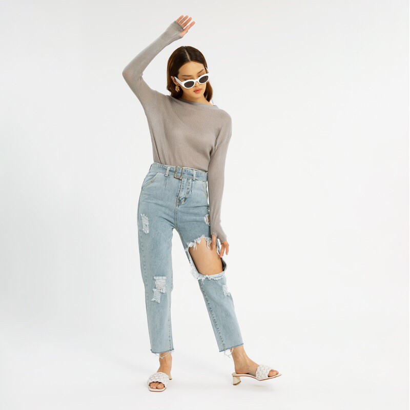 VIERLIN - JEANS 1621 - RIPPED HW JEANS