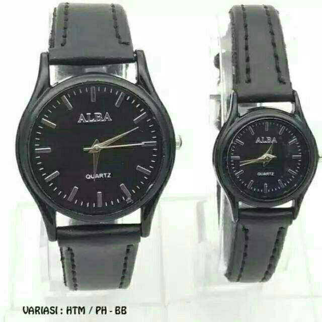 JAM TANGAN COUPLE ALBA STRAP KULIT Harga 1pcs