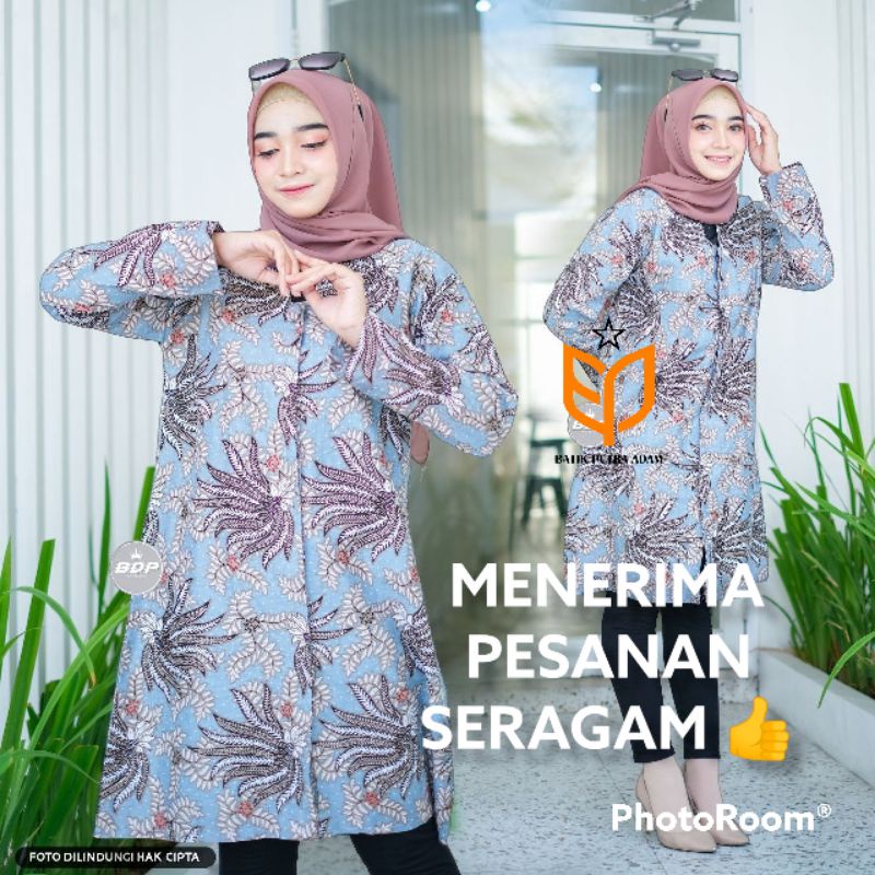 TUNIK BATIK KEKINIAN 2022 ATASAN BATIK WANITA KANTOR