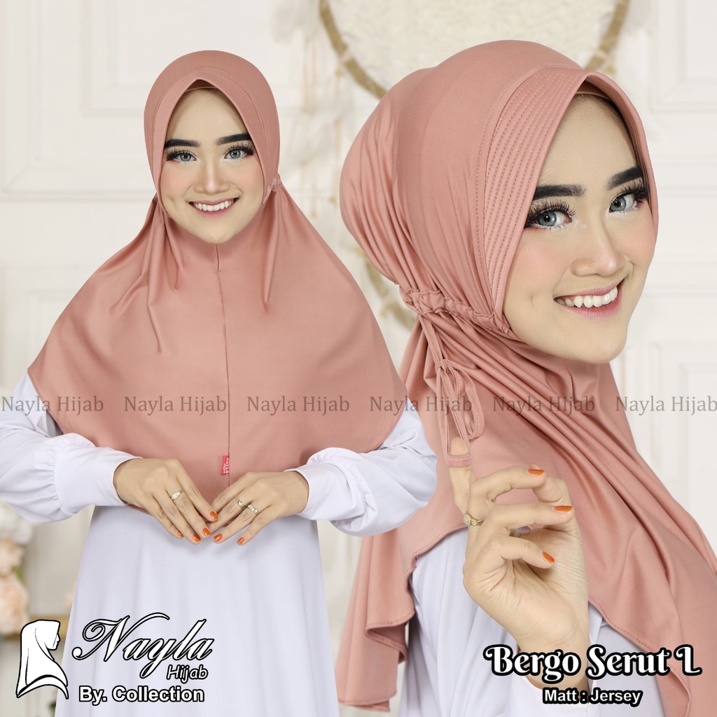 HIJAB INSTAN BERGO SERUT L,XL ORI NAYLA  PASAR HIJA'B