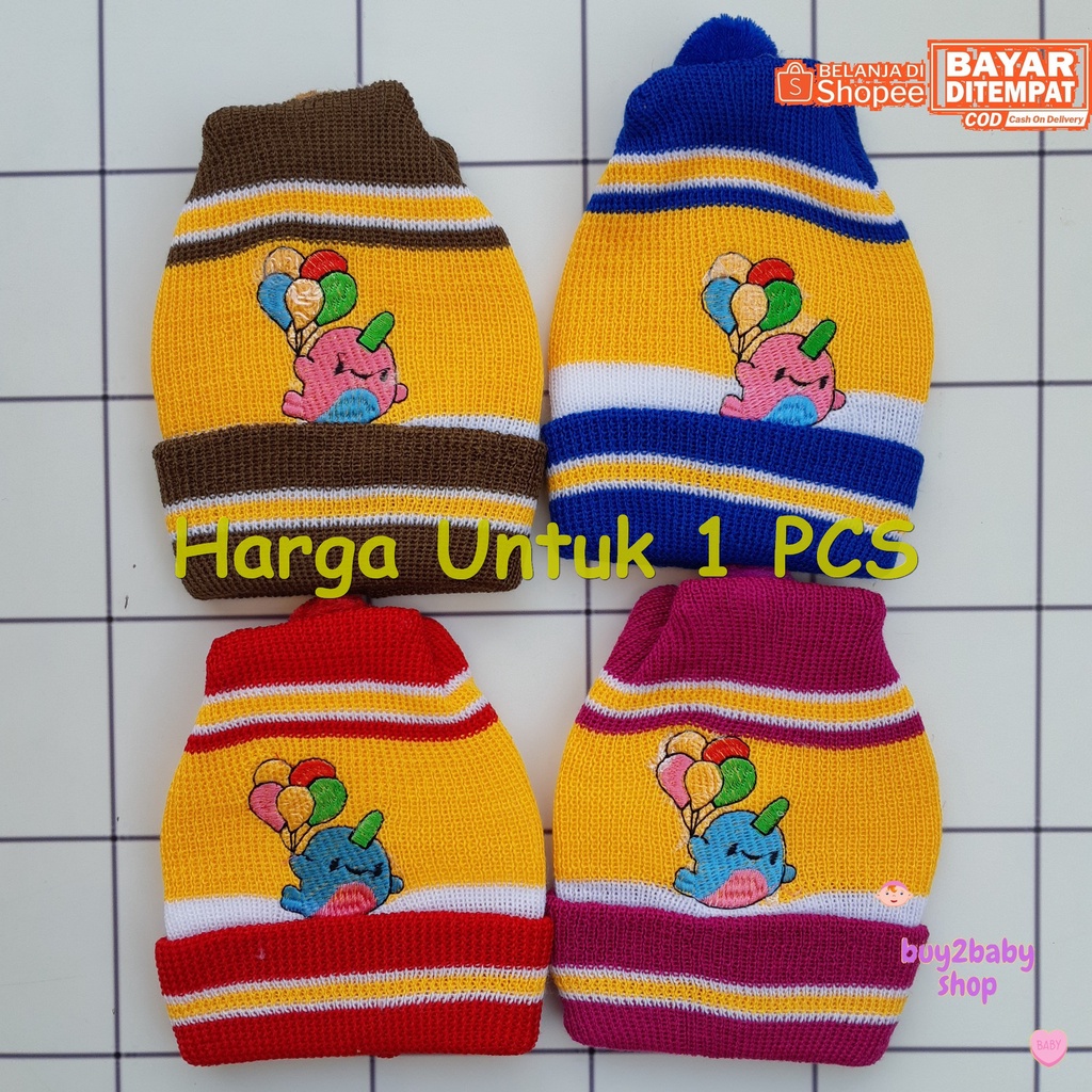 Topi Bayi Newborn BOBOKO Bahan Rajut wol Warna bordir new motif 1 PCS