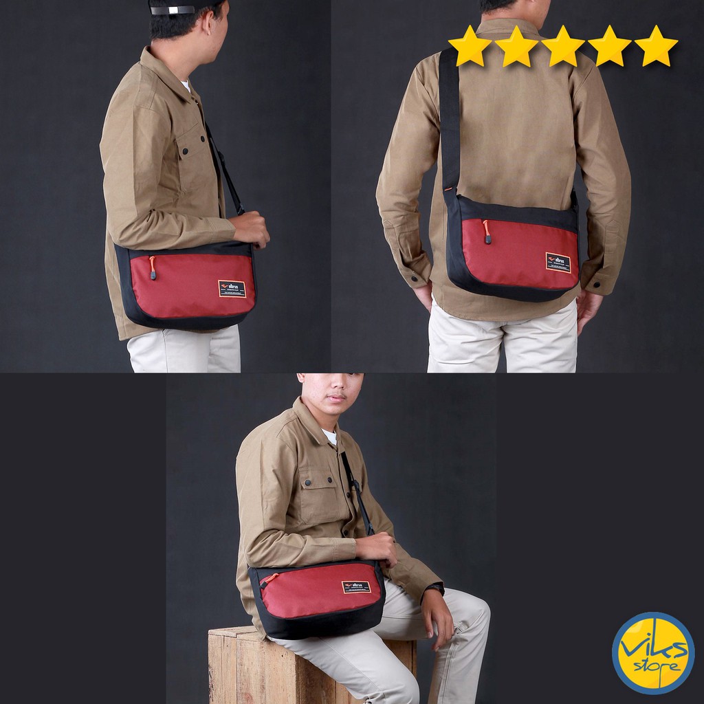 Tas Selempang Pria Cowok Elbrus Original Slingbag Tas Kerja Kuliah Sekolah Simple Hijau Biru Merah Ukuran Sedang Simpel Minimalis