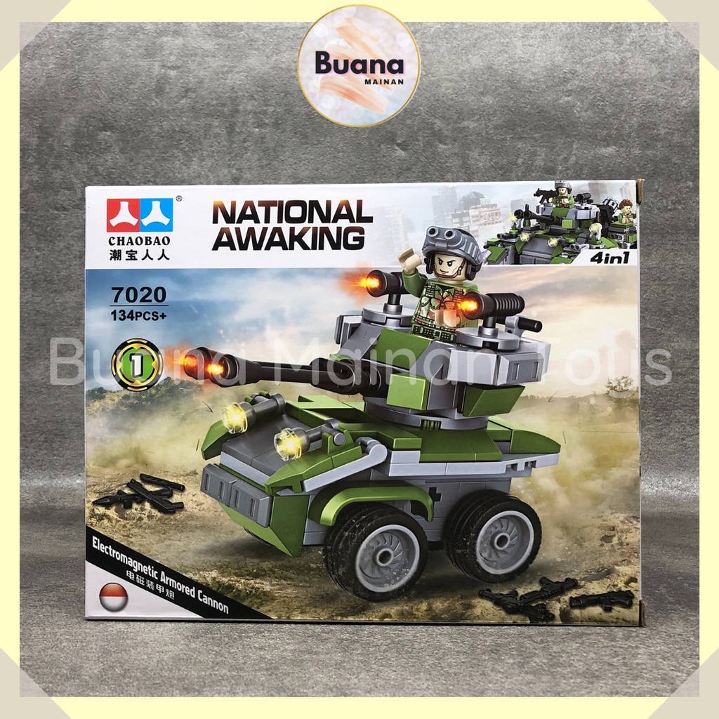 BRICKS CHAOBAO NATIONAL AWAKENING COMBINE SET 4IN1 MAINAN EDUKASI ANAK COWO TANK BRICK BLOCK TENTARA PERANG 7020