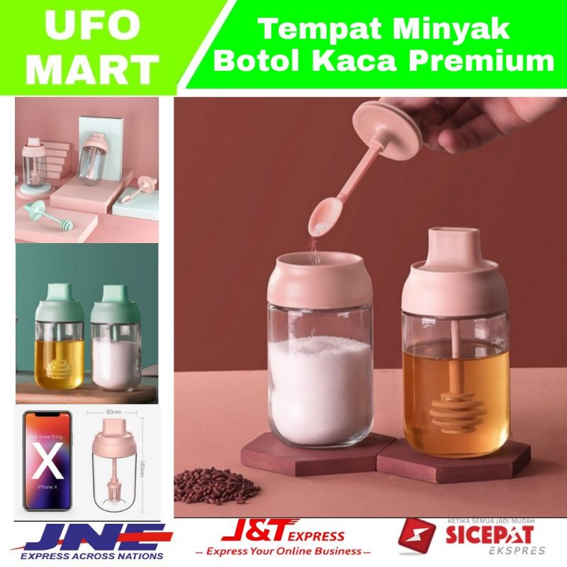 Botol Tempat Minyak Goreng Madu Kecap Bumbu Kaca Transparan Tebal botol kaca madu