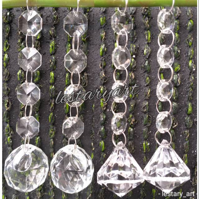 Bandul Akrilik Bulat & Lancip / Gantungan Roncean / Manik kristal / Crystal Glass
