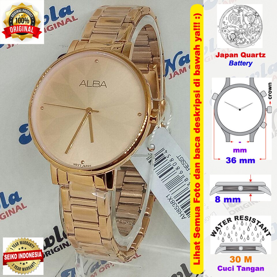 Alba Ladies AH8538X1 Quartz Rose Gold - Jam Tangan Wanita AH8538