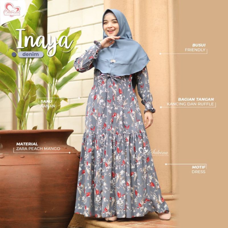 INAYA DRESS ONLY / GAMIS MOTIF DENIM BY SALVINA