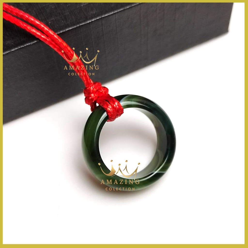 Kalung Giok Pria Wanita Keren Terbaru Tali Merah Korea Liontin Giok Cincin