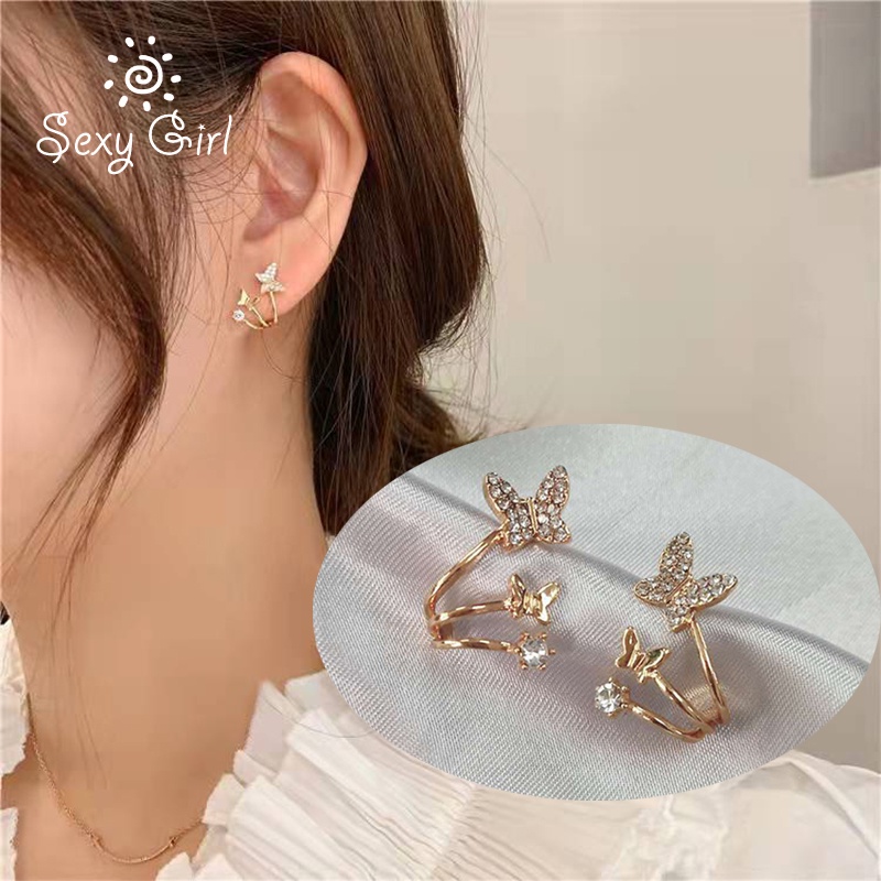 Versi Korea Dari Zirkon Kupu-Kupu Anting Perempuan Ins Lucu Fashion All-match Earing Perhiasan Gadis Seksi