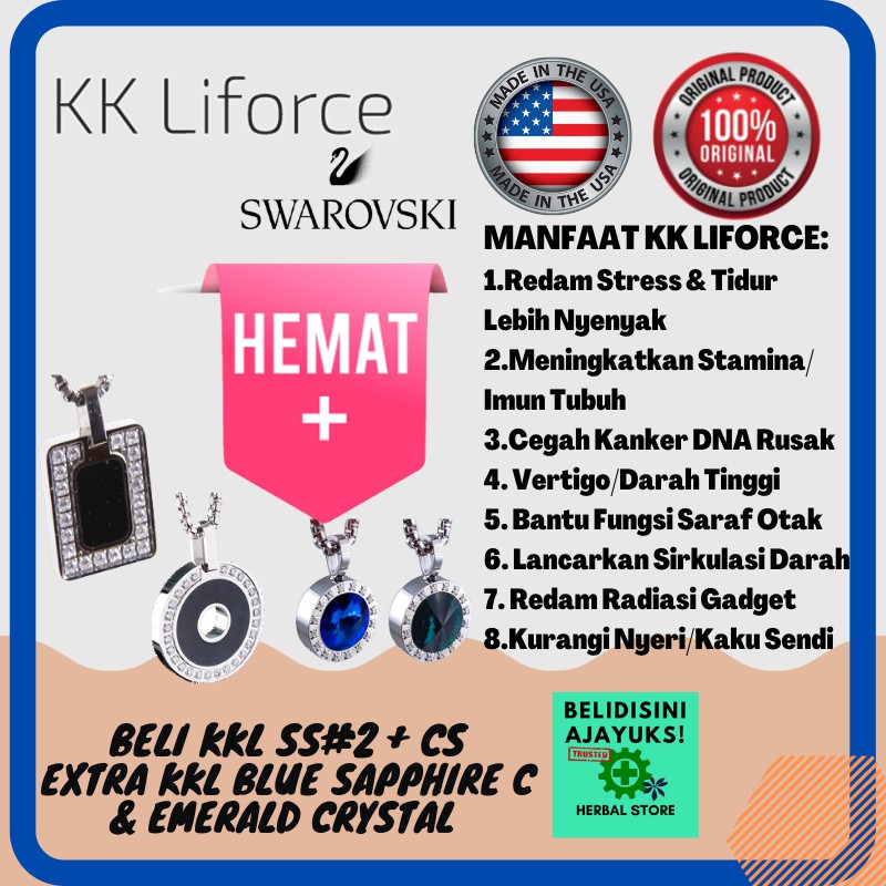 PROMO (4 Pcs) Kalung & Gelang KK Liforce KK Indonesia Kesehatan (KKL Circle Stone + KKL Square Stone
