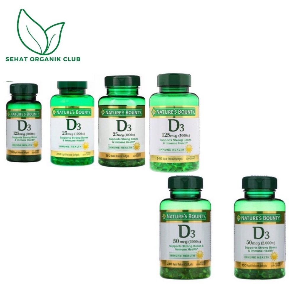 Nature's Bounty Vitamin D3 1000 IU 250 Softgels ; D3 1000 IU 350 Softgels ; D3 5000 IU 150 Softgels 