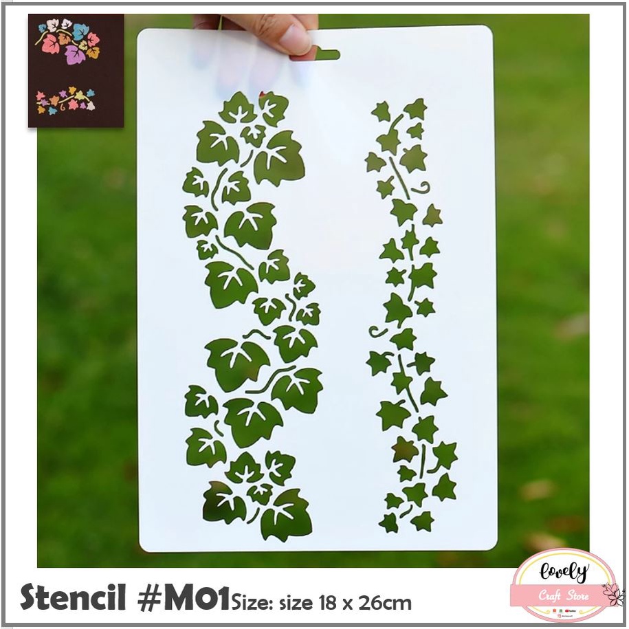 

LovelyCraftStore | M01 ~ Plastic Stencil Plastik Stensil Cetakan Stensil Lukis, Baking, Journal, Scrapbook, Bujo, Drawing, etc ~ Ivy