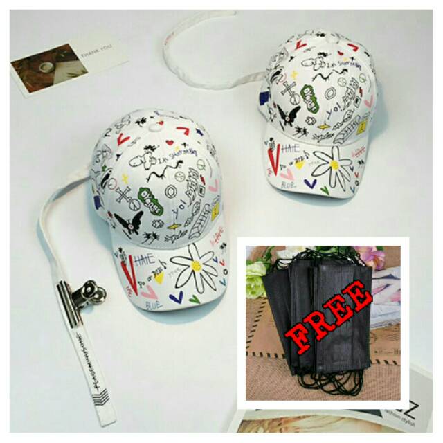Topi PEACEMINUSONE Clip G-Dragon Gravity Tali Panjang Cap PMO Long Strap Hat GD KPOP
